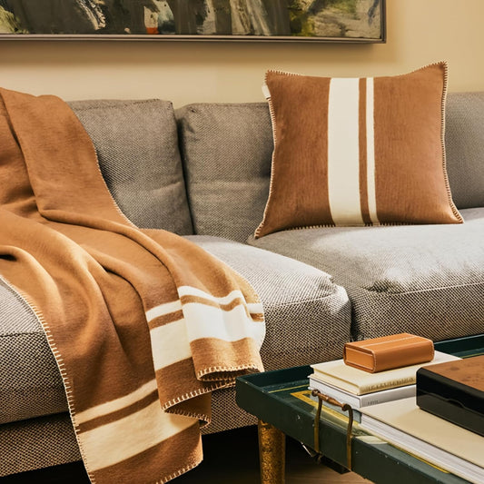 Preston Lane Highrise Throw Pillow – 21" x 21", Premium Cotton Blend, Decorative Accent Pillow for Sofa, Bed & Boho Home Décor, Made in Portugal, Camel