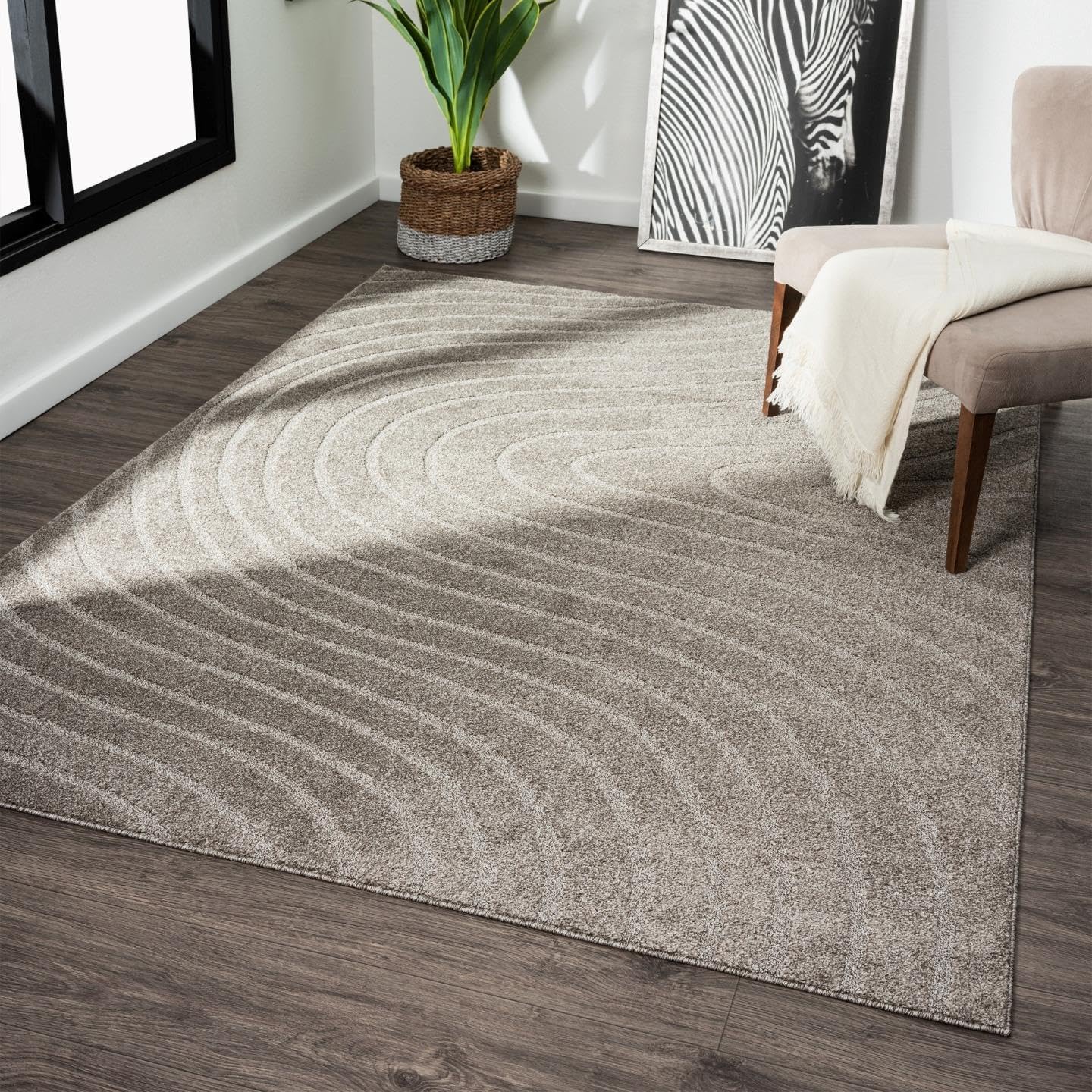 LUXE WEAVERS Modern Geometric Wave Cream 8x10 Area Rug