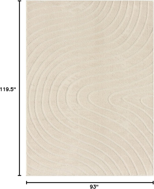 LUXE WEAVERS Modern Geometric Wave Cream 8x10 Area Rug