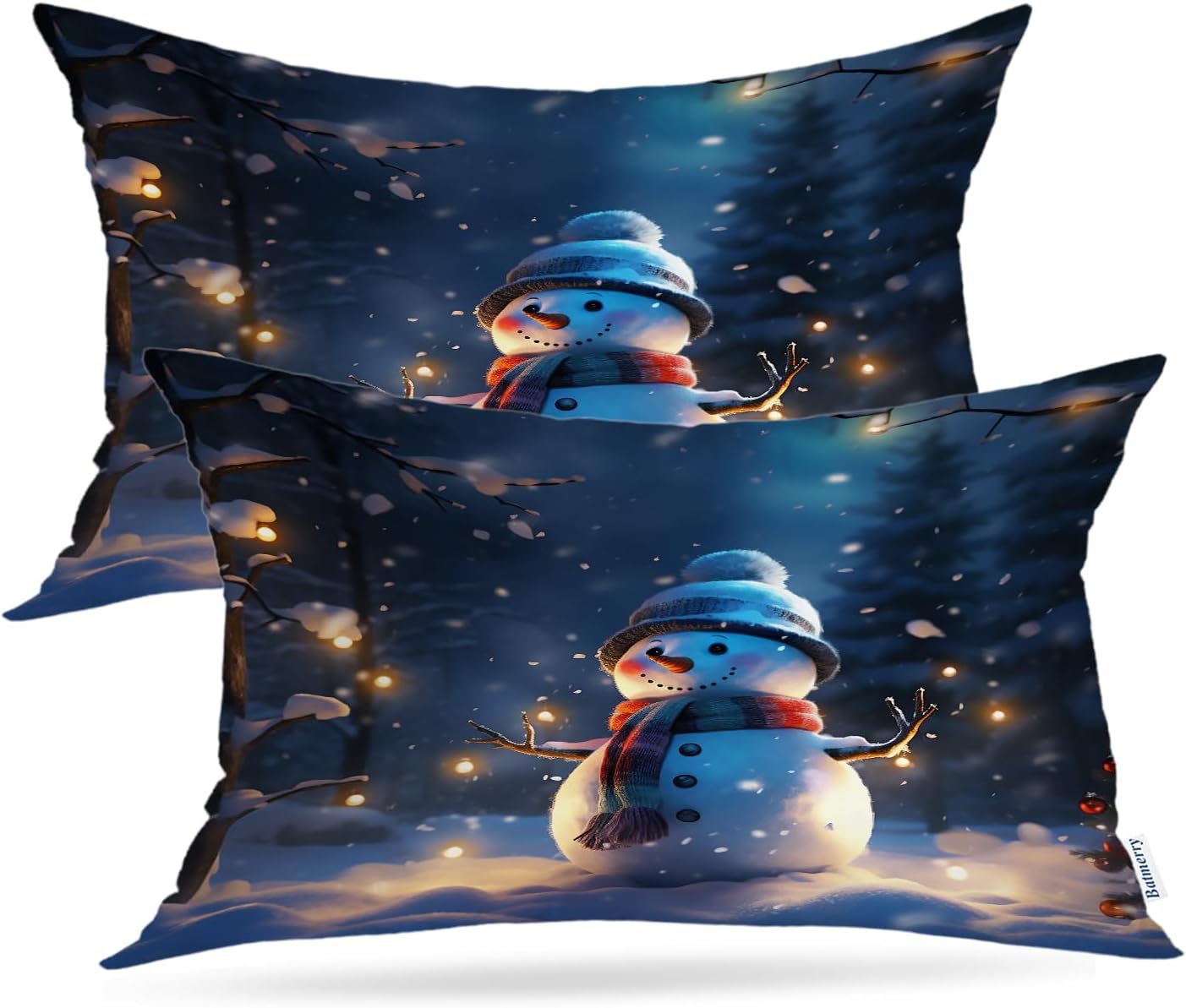 Batmerry Scottish Tartan Throw Pillow Covers, Green Wool Plaid Symmetric Square Fashion Decorative Pillow Covers Digital Printing Blended Fabric for Couch Sofa Bed Invisible Zipper 24X24 in(Set of 2)