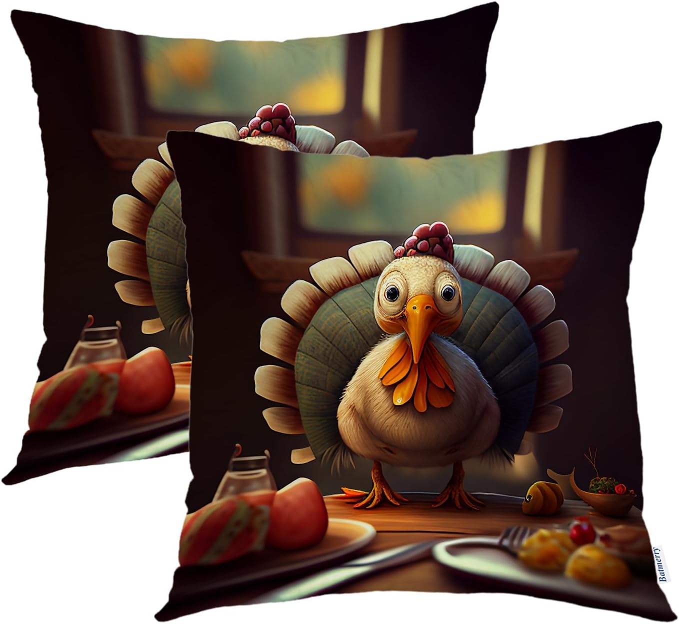 Batmerry Scottish Tartan Throw Pillow Covers, Green Wool Plaid Symmetric Square Fashion Decorative Pillow Covers Digital Printing Blended Fabric for Couch Sofa Bed Invisible Zipper 24X24 in(Set of 2)