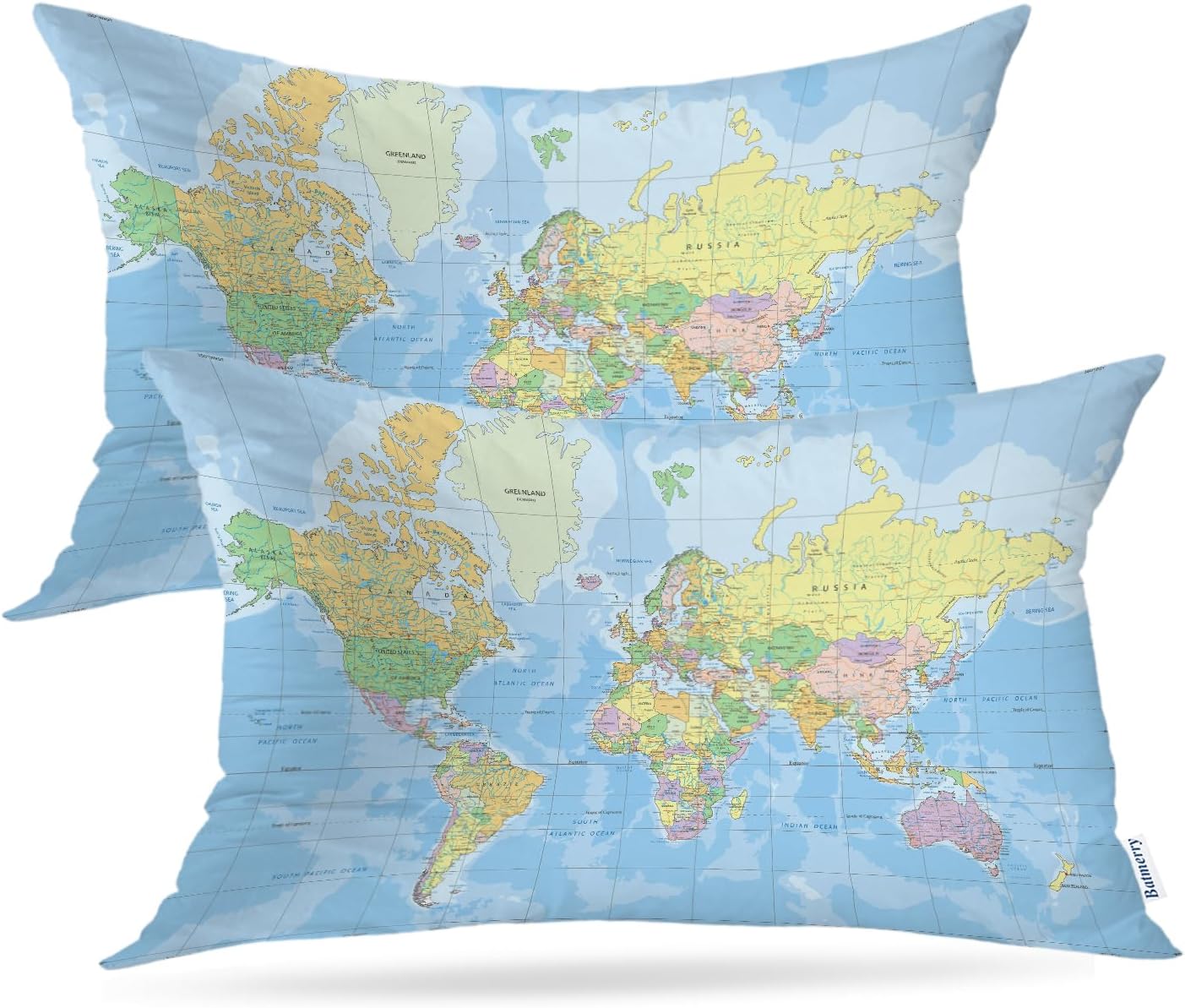 Batmerry Scottish Tartan Throw Pillow Covers, Green Wool Plaid Symmetric Square Fashion Decorative Pillow Covers Digital Printing Blended Fabric for Couch Sofa Bed Invisible Zipper 24X24 in(Set of 2)