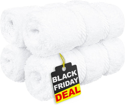 American Soft Linen Luxury 6 Piece Towel Set, 2 Bath Towels 2 Hand Towel 2 Washcloths, 600 GSM 100% Cotton Turkish Towels for Bathroom, Light Grey Towel Sets