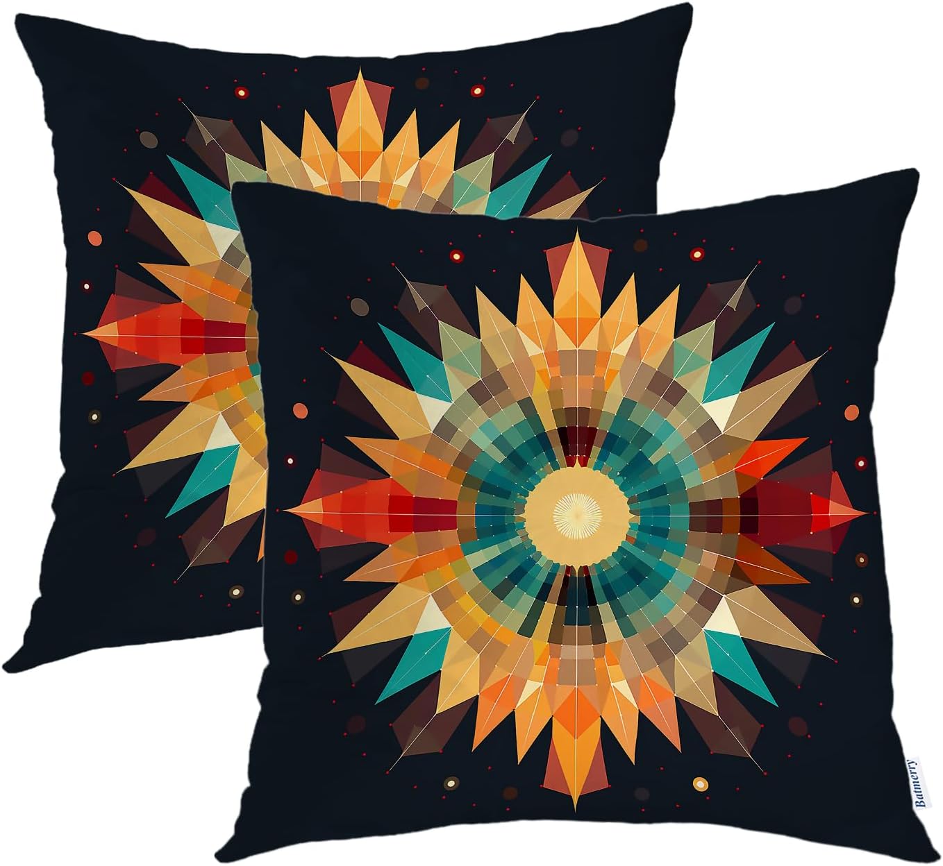 Batmerry Scottish Tartan Throw Pillow Covers, Green Wool Plaid Symmetric Square Fashion Decorative Pillow Covers Digital Printing Blended Fabric for Couch Sofa Bed Invisible Zipper 24X24 in(Set of 2)