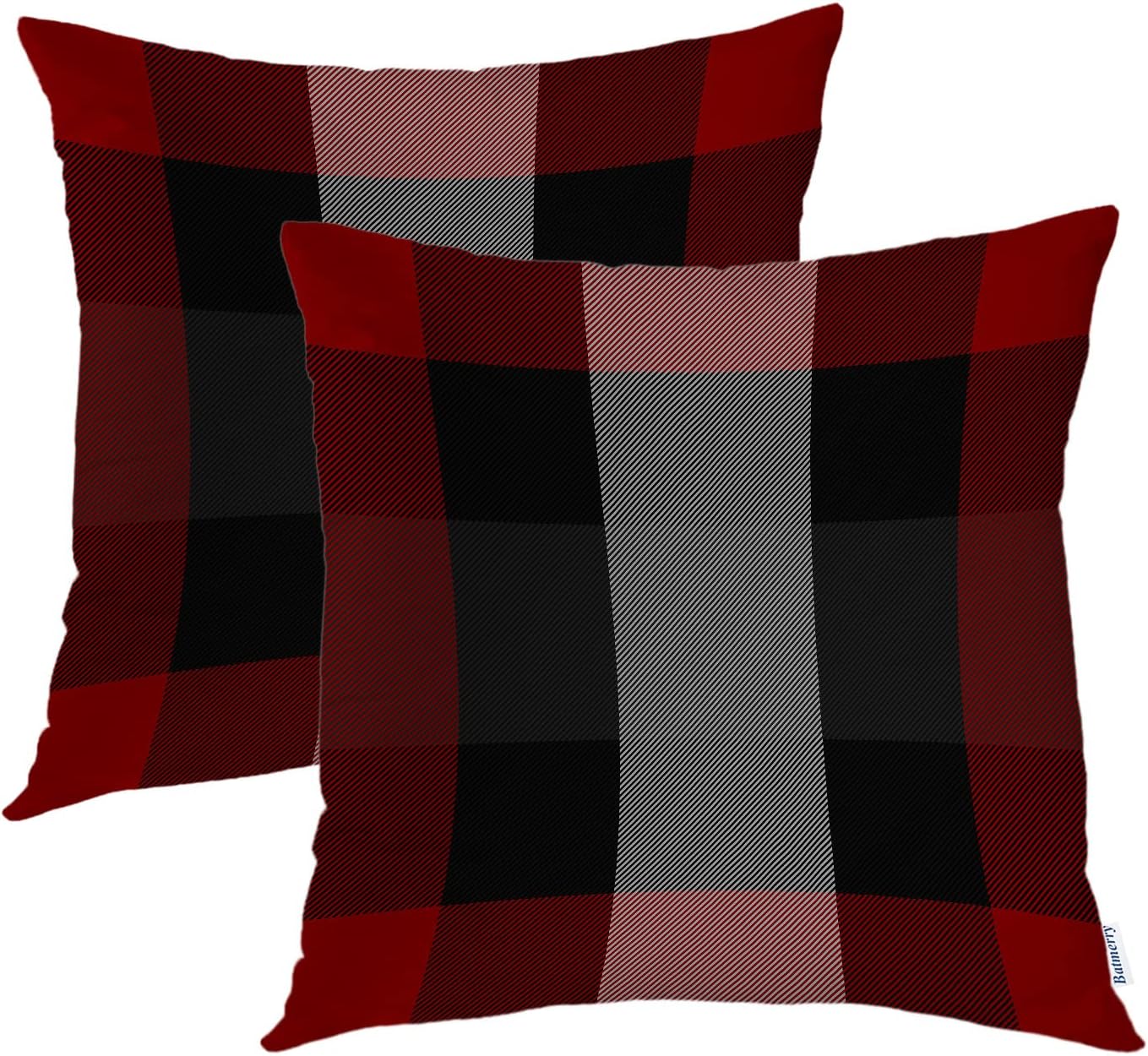 Batmerry Scottish Tartan Throw Pillow Covers, Green Wool Plaid Symmetric Square Fashion Decorative Pillow Covers Digital Printing Blended Fabric for Couch Sofa Bed Invisible Zipper 24X24 in(Set of 2)