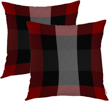 Batmerry Scottish Tartan Throw Pillow Covers, Green Wool Plaid Symmetric Square Fashion Decorative Pillow Covers Digital Printing Blended Fabric for Couch Sofa Bed Invisible Zipper 24X24 in(Set of 2)
