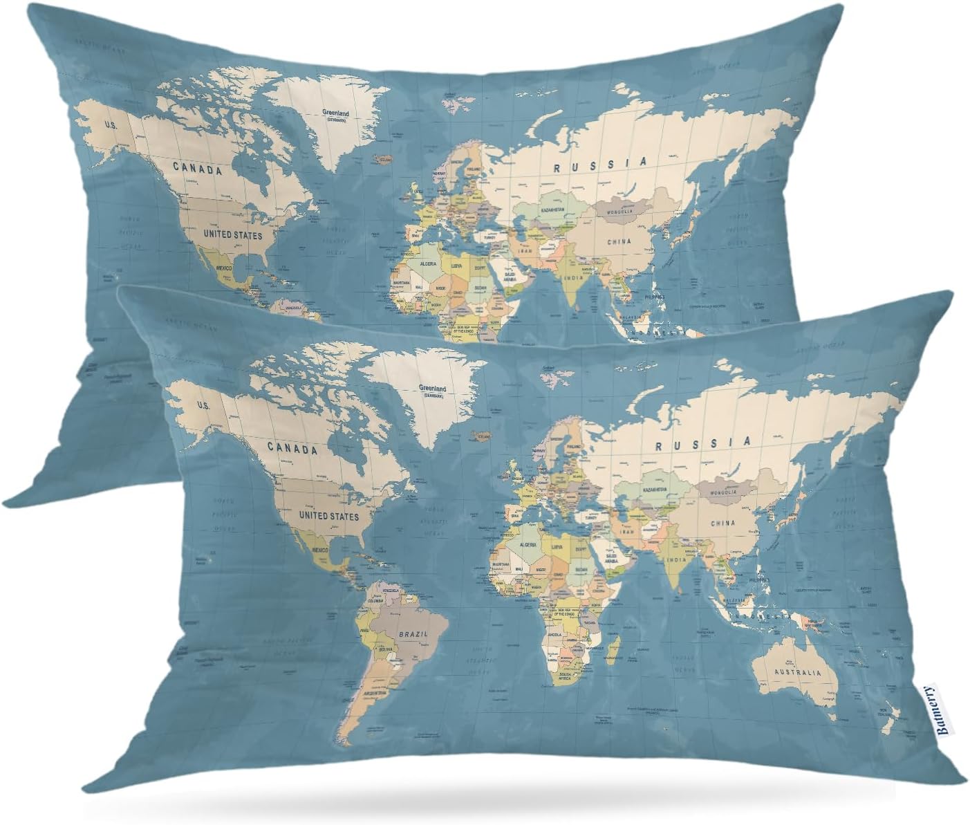 Batmerry Scottish Tartan Throw Pillow Covers, Green Wool Plaid Symmetric Square Fashion Decorative Pillow Covers Digital Printing Blended Fabric for Couch Sofa Bed Invisible Zipper 24X24 in(Set of 2)