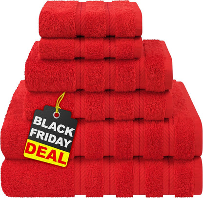 American Soft Linen Luxury 6 Piece Towel Set, 2 Bath Towels 2 Hand Towel 2 Washcloths, 600 GSM 100% Cotton Turkish Towels for Bathroom, Light Grey Towel Sets