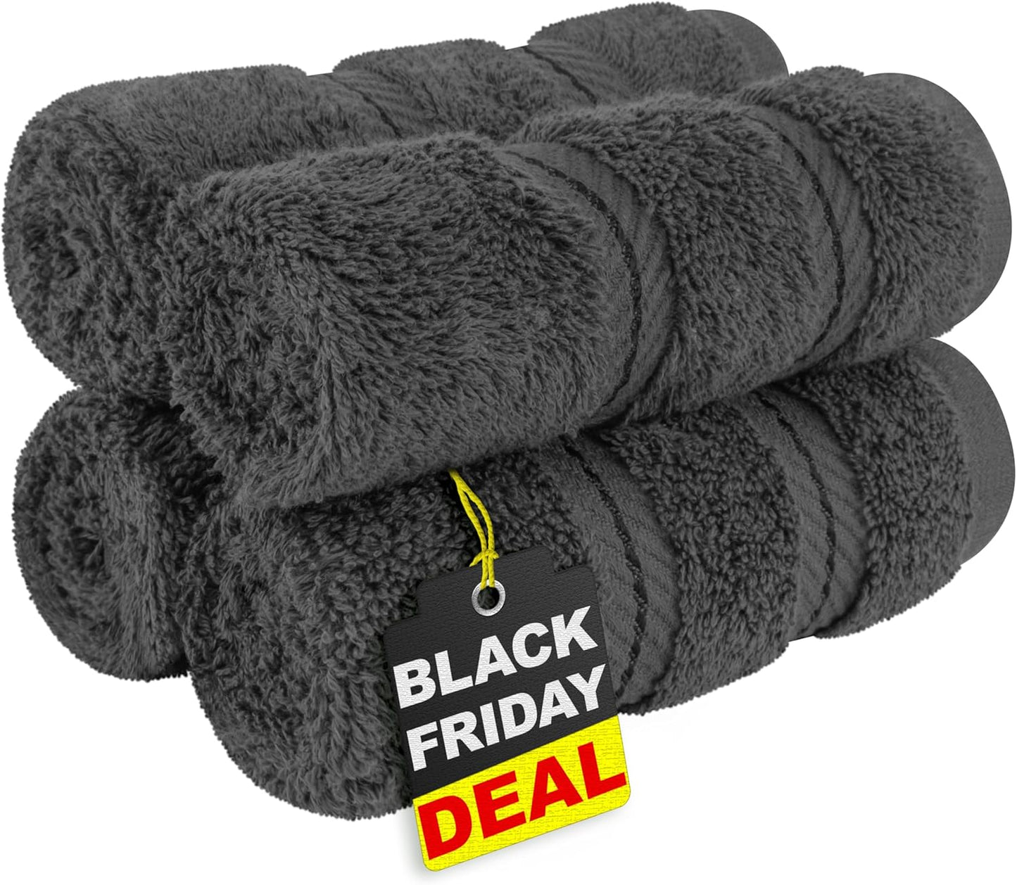 American Soft Linen Luxury 6 Piece Towel Set, 2 Bath Towels 2 Hand Towel 2 Washcloths, 600 GSM 100% Cotton Turkish Towels for Bathroom, Light Grey Towel Sets