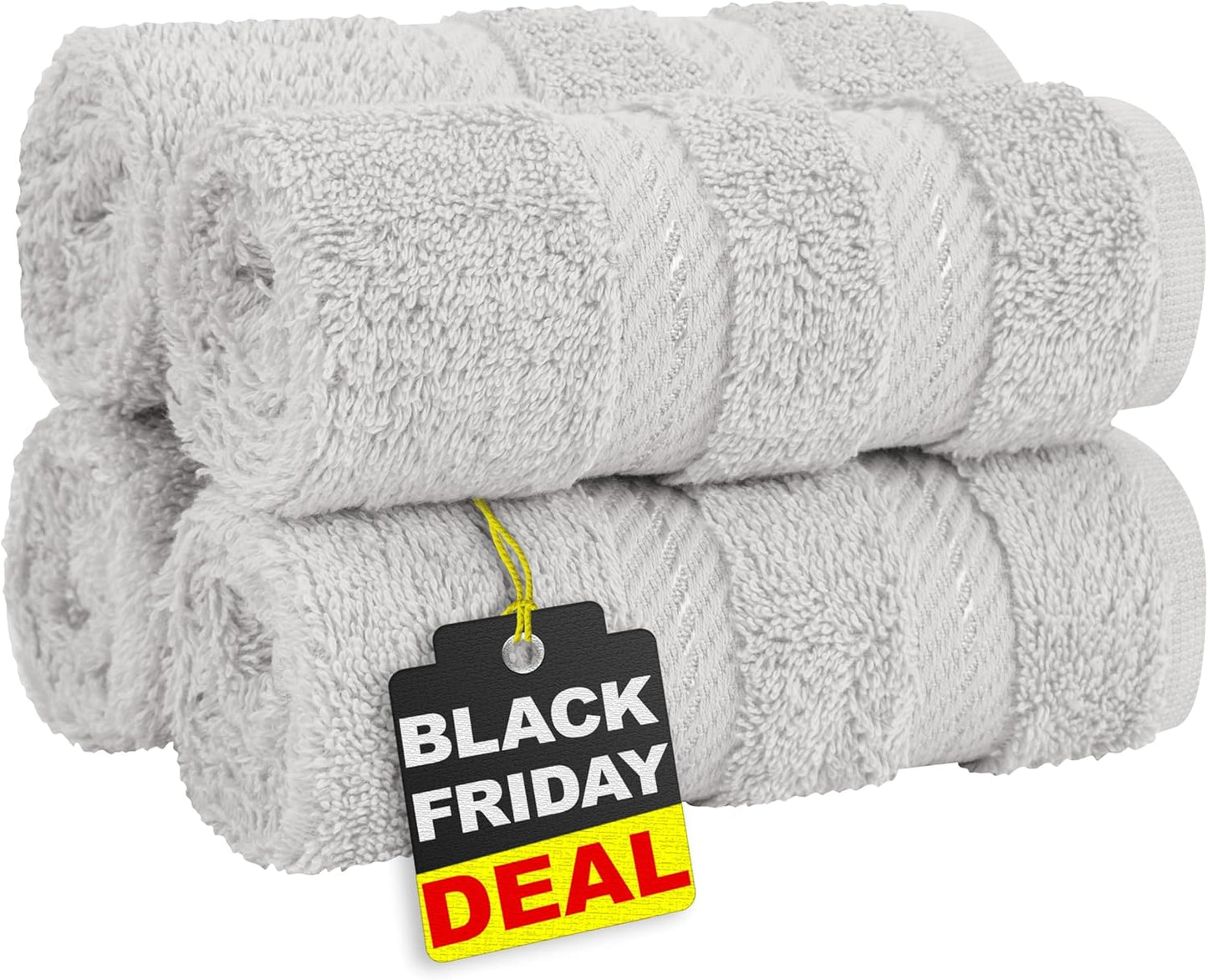 American Soft Linen Luxury 6 Piece Towel Set, 2 Bath Towels 2 Hand Towel 2 Washcloths, 600 GSM 100% Cotton Turkish Towels for Bathroom, Light Grey Towel Sets