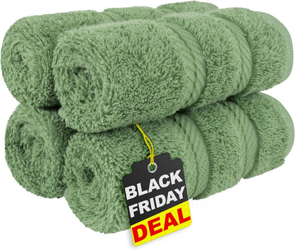 American Soft Linen Luxury 6 Piece Towel Set, 2 Bath Towels 2 Hand Towel 2 Washcloths, 600 GSM 100% Cotton Turkish Towels for Bathroom, Light Grey Towel Sets