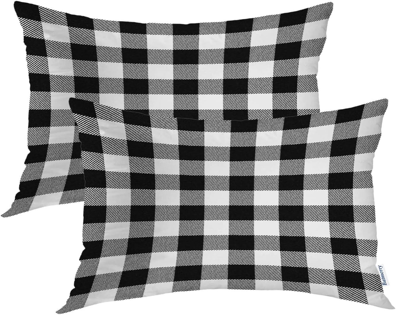 Batmerry Scottish Tartan Throw Pillow Covers, Green Wool Plaid Symmetric Square Fashion Decorative Pillow Covers Digital Printing Blended Fabric for Couch Sofa Bed Invisible Zipper 24X24 in(Set of 2)