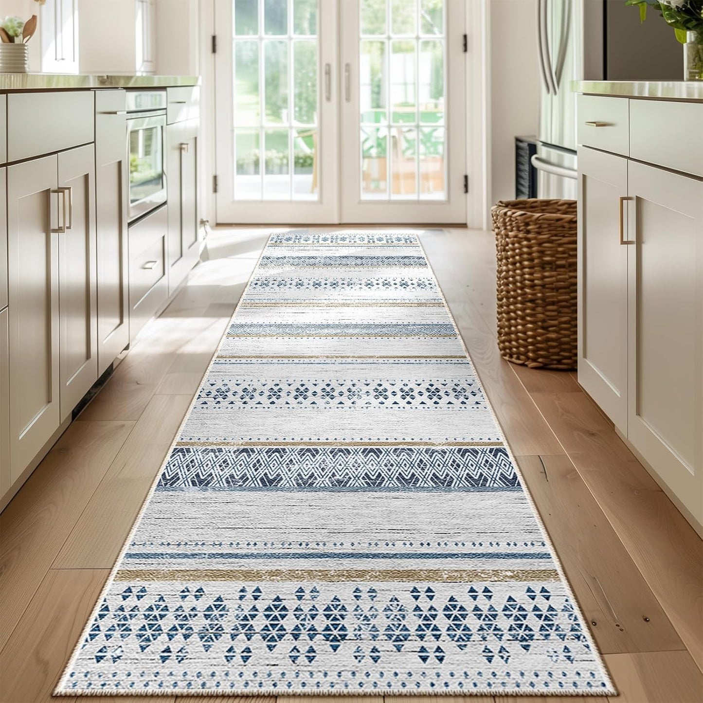 BESTSWEETIE 8x10 Area Rugs for Living Room Washable Moroccan Farmhouse Neutral Geometric Low Pile Non-Slip Soft Print Pattern Rug for Bedroom Kitchen Dining Room Entryway Black/Brown