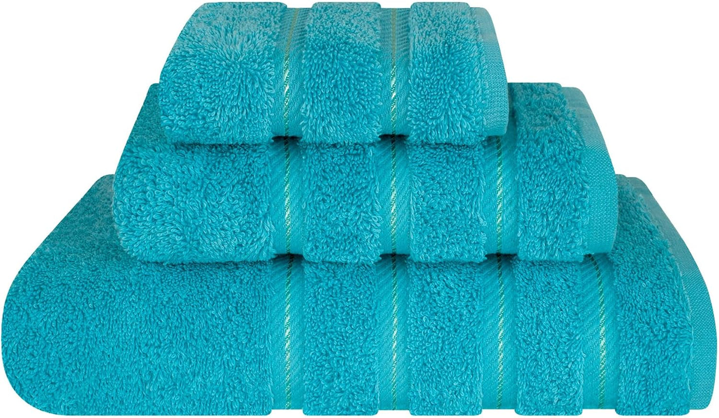 American Soft Linen Luxury 6 Piece Towel Set, 2 Bath Towels 2 Hand Towel 2 Washcloths, 600 GSM 100% Cotton Turkish Towels for Bathroom, Light Grey Towel Sets