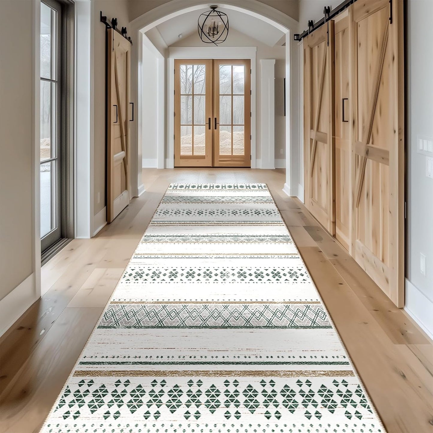 BESTSWEETIE 8x10 Area Rugs for Living Room Washable Moroccan Farmhouse Neutral Geometric Low Pile Non-Slip Soft Print Pattern Rug for Bedroom Kitchen Dining Room Entryway Black/Brown