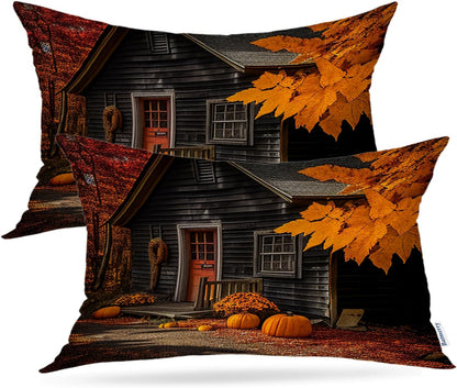 Batmerry Scottish Tartan Throw Pillow Covers, Green Wool Plaid Symmetric Square Fashion Decorative Pillow Covers Digital Printing Blended Fabric for Couch Sofa Bed Invisible Zipper 24X24 in(Set of 2)