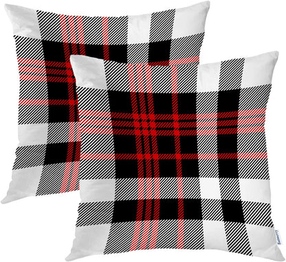 Batmerry Scottish Tartan Throw Pillow Covers, Green Wool Plaid Symmetric Square Fashion Decorative Pillow Covers Digital Printing Blended Fabric for Couch Sofa Bed Invisible Zipper 24X24 in(Set of 2)