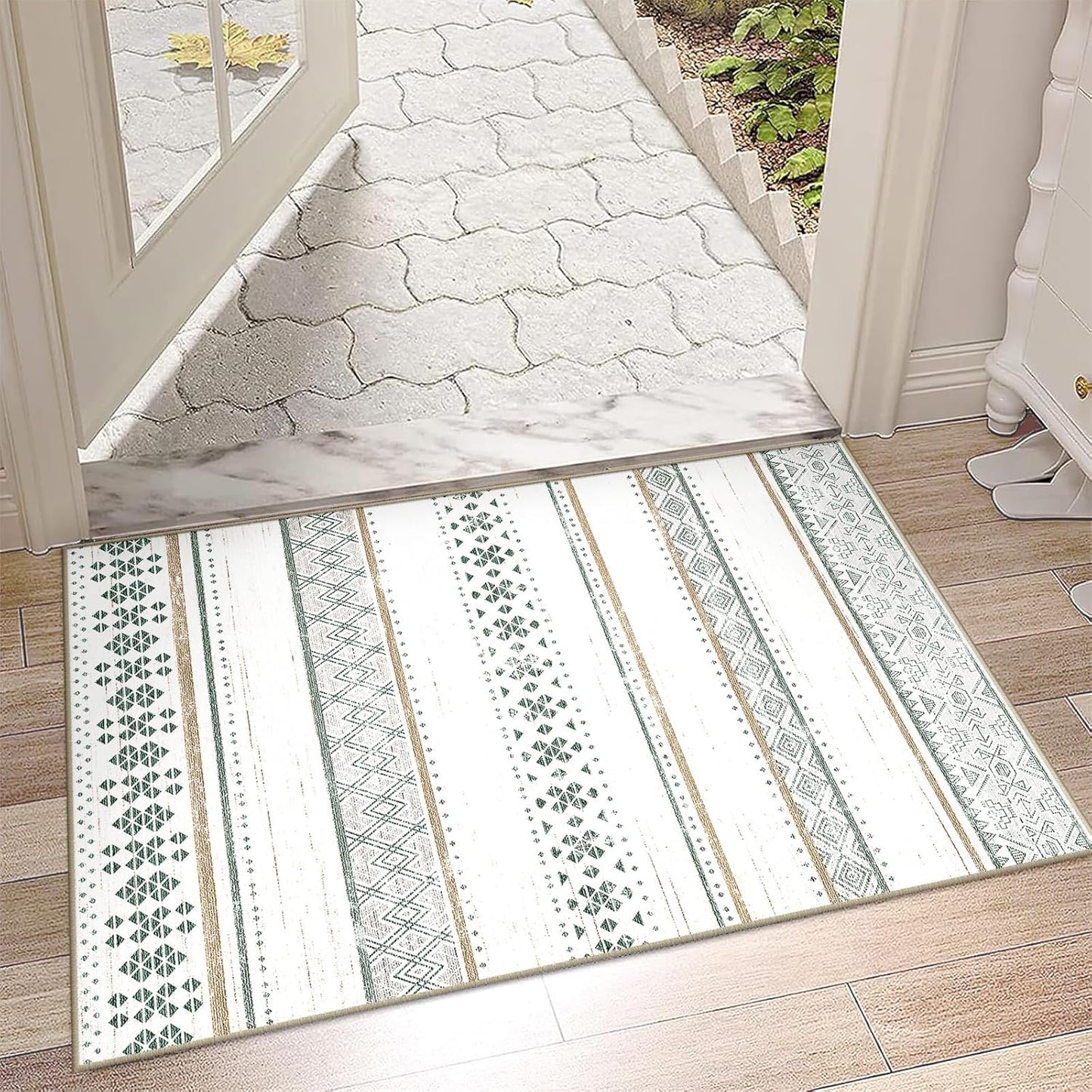 BESTSWEETIE 8x10 Area Rugs for Living Room Washable Moroccan Farmhouse Neutral Geometric Low Pile Non-Slip Soft Print Pattern Rug for Bedroom Kitchen Dining Room Entryway Black/Brown