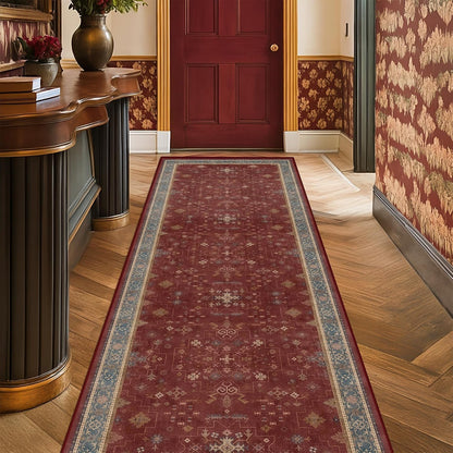 Green Area Rugs 9x12 Living Room - Washable Oriental Geometric, Extra Large for Bedroom Non Slip Soft Faux Wool Carpet for Dining Room Playroom, Lounge - Blue and Green Floral Rug