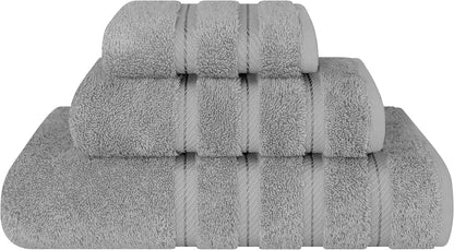 American Soft Linen Luxury 6 Piece Towel Set, 2 Bath Towels 2 Hand Towel 2 Washcloths, 600 GSM 100% Cotton Turkish Towels for Bathroom, Light Grey Towel Sets