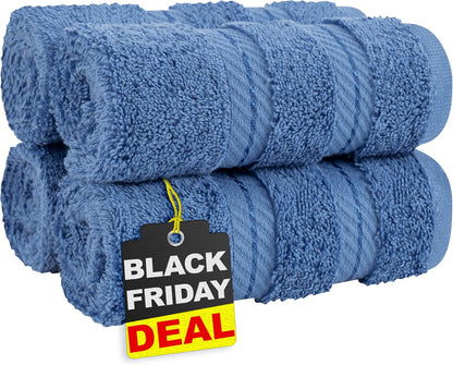 American Soft Linen Luxury 6 Piece Towel Set, 2 Bath Towels 2 Hand Towel 2 Washcloths, 600 GSM 100% Cotton Turkish Towels for Bathroom, Light Grey Towel Sets