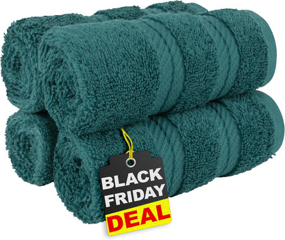 American Soft Linen Luxury 6 Piece Towel Set, 2 Bath Towels 2 Hand Towel 2 Washcloths, 600 GSM 100% Cotton Turkish Towels for Bathroom, Light Grey Towel Sets