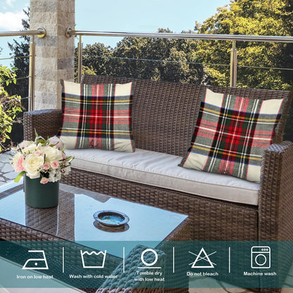 Batmerry Scottish Tartan Throw Pillow Covers, Green Wool Plaid Symmetric Square Fashion Decorative Pillow Covers Digital Printing Blended Fabric for Couch Sofa Bed Invisible Zipper 24X24 in(Set of 2)