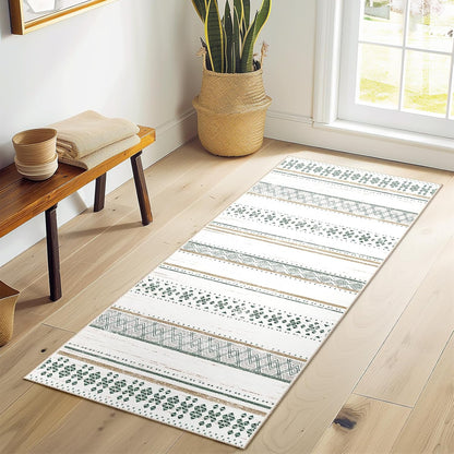 BESTSWEETIE 8x10 Area Rugs for Living Room Washable Moroccan Farmhouse Neutral Geometric Low Pile Non-Slip Soft Print Pattern Rug for Bedroom Kitchen Dining Room Entryway Black/Brown