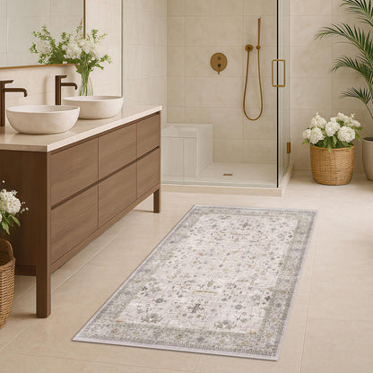 Green Area Rugs 9x12 Living Room - Washable Oriental Geometric, Extra Large for Bedroom Non Slip Soft Faux Wool Carpet for Dining Room Playroom, Lounge - Blue and Green Floral Rug