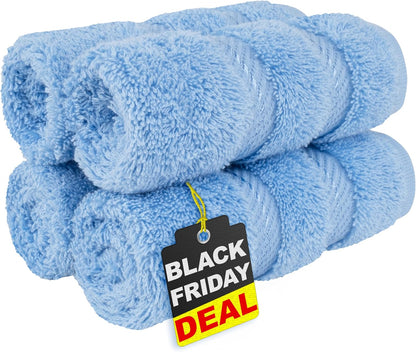 American Soft Linen Luxury 6 Piece Towel Set, 2 Bath Towels 2 Hand Towel 2 Washcloths, 600 GSM 100% Cotton Turkish Towels for Bathroom, Light Grey Towel Sets