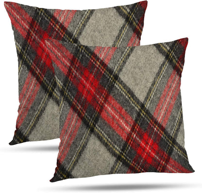 Batmerry Scottish Tartan Throw Pillow Covers, Green Wool Plaid Symmetric Square Fashion Decorative Pillow Covers Digital Printing Blended Fabric for Couch Sofa Bed Invisible Zipper 24X24 in(Set of 2)