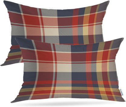 Batmerry Scottish Tartan Throw Pillow Covers, Green Wool Plaid Symmetric Square Fashion Decorative Pillow Covers Digital Printing Blended Fabric for Couch Sofa Bed Invisible Zipper 24X24 in(Set of 2)