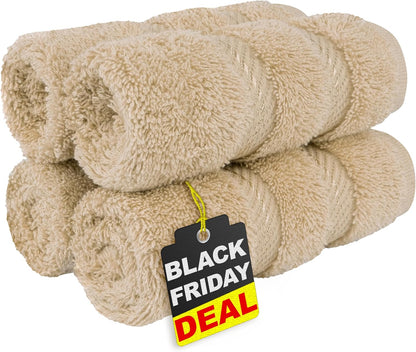 American Soft Linen Luxury 6 Piece Towel Set, 2 Bath Towels 2 Hand Towel 2 Washcloths, 600 GSM 100% Cotton Turkish Towels for Bathroom, Light Grey Towel Sets