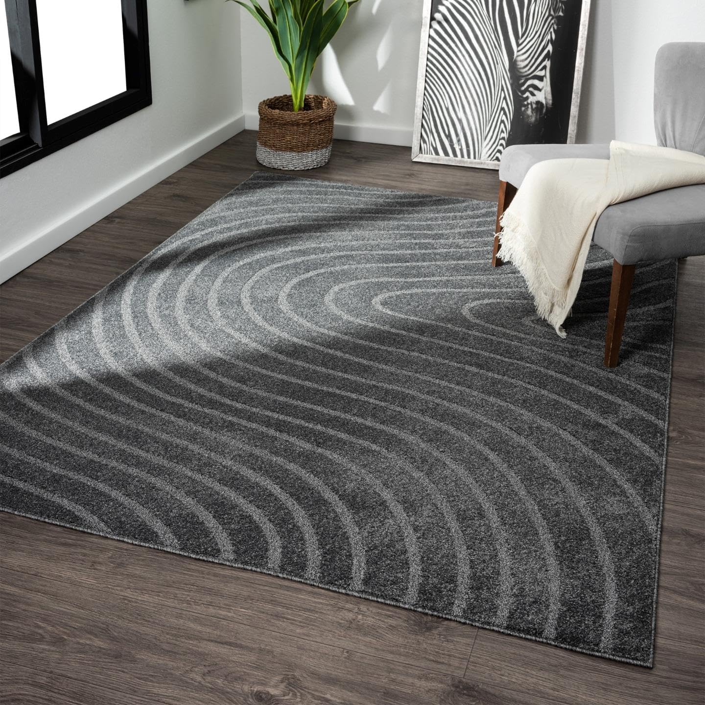 LUXE WEAVERS Modern Geometric Wave Cream 8x10 Area Rug