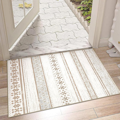 BESTSWEETIE 8x10 Area Rugs for Living Room Washable Moroccan Farmhouse Neutral Geometric Low Pile Non-Slip Soft Print Pattern Rug for Bedroom Kitchen Dining Room Entryway Black/Brown