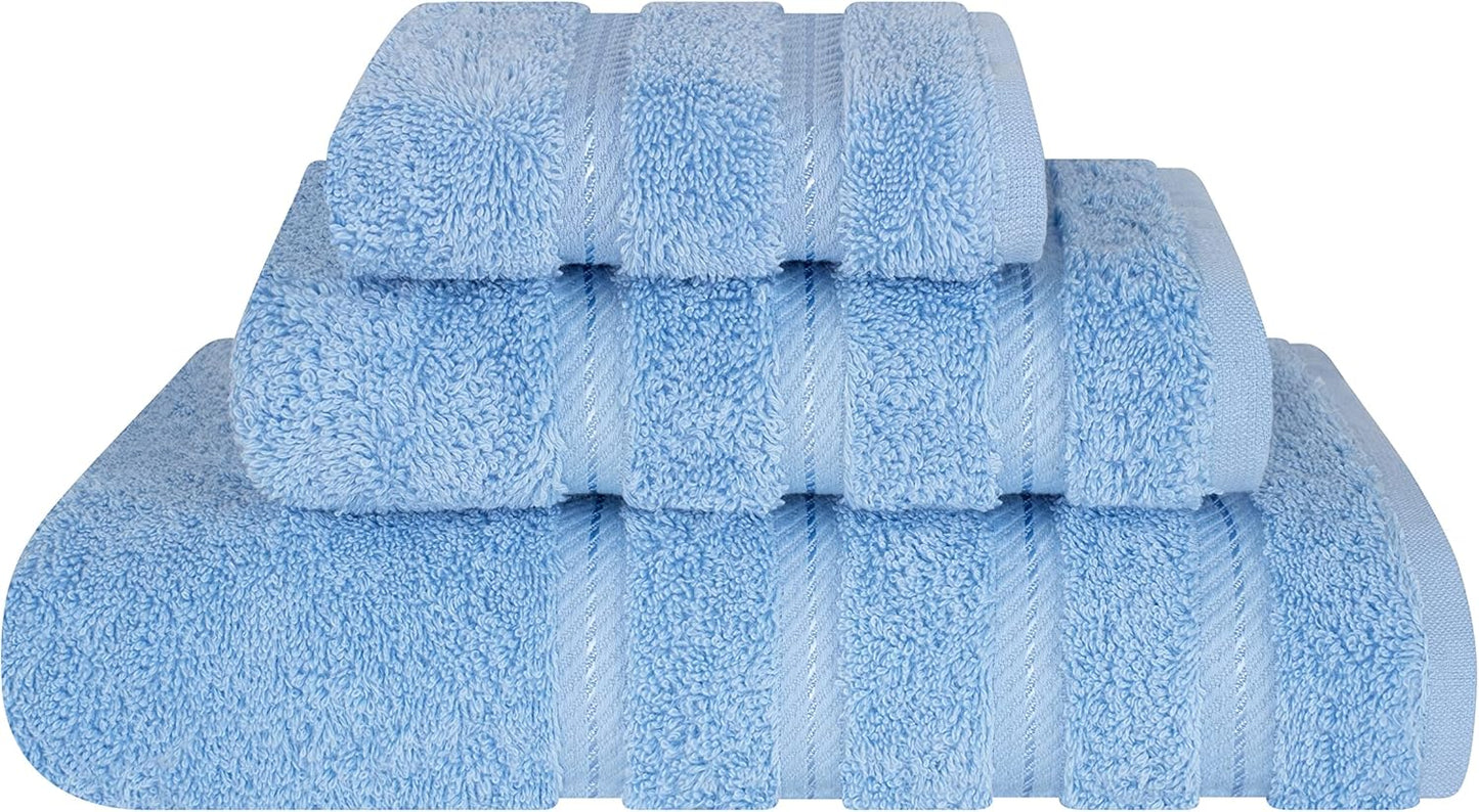 American Soft Linen Luxury 6 Piece Towel Set, 2 Bath Towels 2 Hand Towel 2 Washcloths, 600 GSM 100% Cotton Turkish Towels for Bathroom, Light Grey Towel Sets