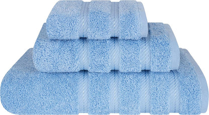 American Soft Linen Luxury 6 Piece Towel Set, 2 Bath Towels 2 Hand Towel 2 Washcloths, 600 GSM 100% Cotton Turkish Towels for Bathroom, Light Grey Towel Sets