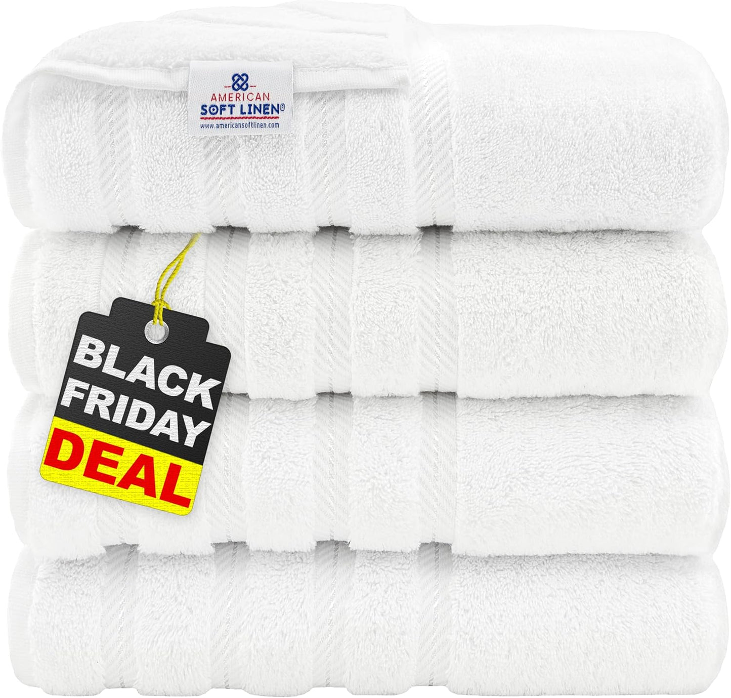 American Soft Linen Luxury 6 Piece Towel Set, 2 Bath Towels 2 Hand Towel 2 Washcloths, 600 GSM 100% Cotton Turkish Towels for Bathroom, Light Grey Towel Sets