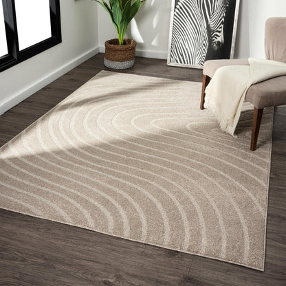 LUXE WEAVERS Modern Geometric Wave Cream 8x10 Area Rug