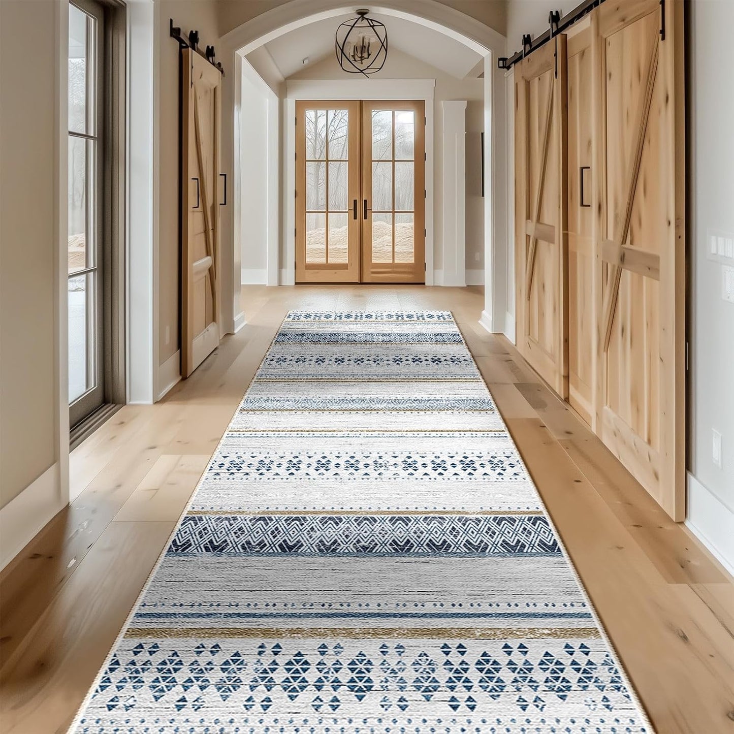 BESTSWEETIE 8x10 Area Rugs for Living Room Washable Moroccan Farmhouse Neutral Geometric Low Pile Non-Slip Soft Print Pattern Rug for Bedroom Kitchen Dining Room Entryway Black/Brown