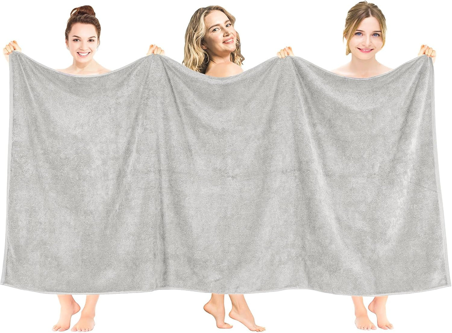 American Soft Linen Luxury 6 Piece Towel Set, 2 Bath Towels 2 Hand Towel 2 Washcloths, 600 GSM 100% Cotton Turkish Towels for Bathroom, Light Grey Towel Sets