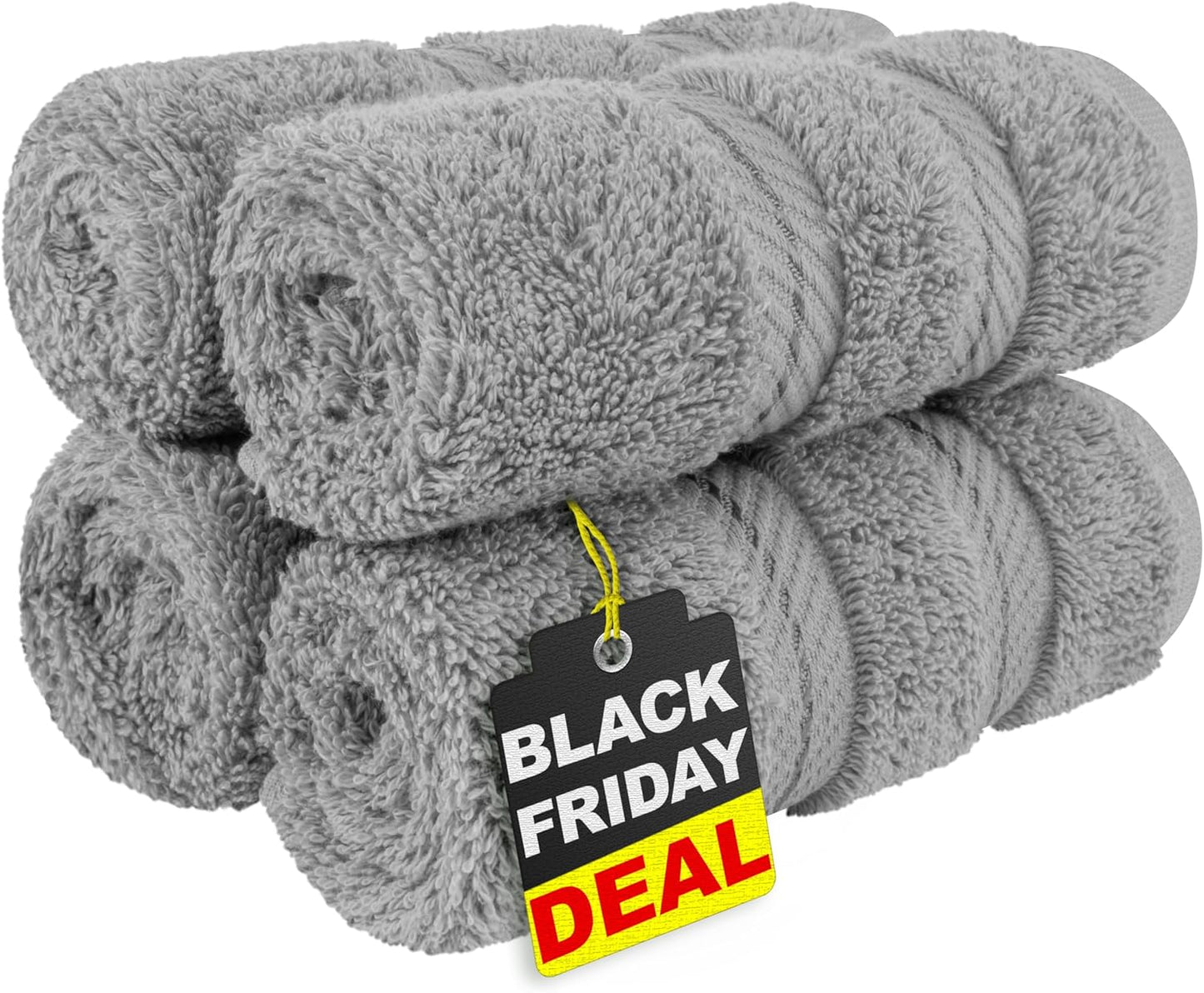 American Soft Linen Luxury 6 Piece Towel Set, 2 Bath Towels 2 Hand Towel 2 Washcloths, 600 GSM 100% Cotton Turkish Towels for Bathroom, Light Grey Towel Sets