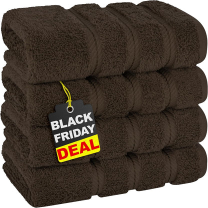 American Soft Linen Luxury 6 Piece Towel Set, 2 Bath Towels 2 Hand Towel 2 Washcloths, 600 GSM 100% Cotton Turkish Towels for Bathroom, Light Grey Towel Sets