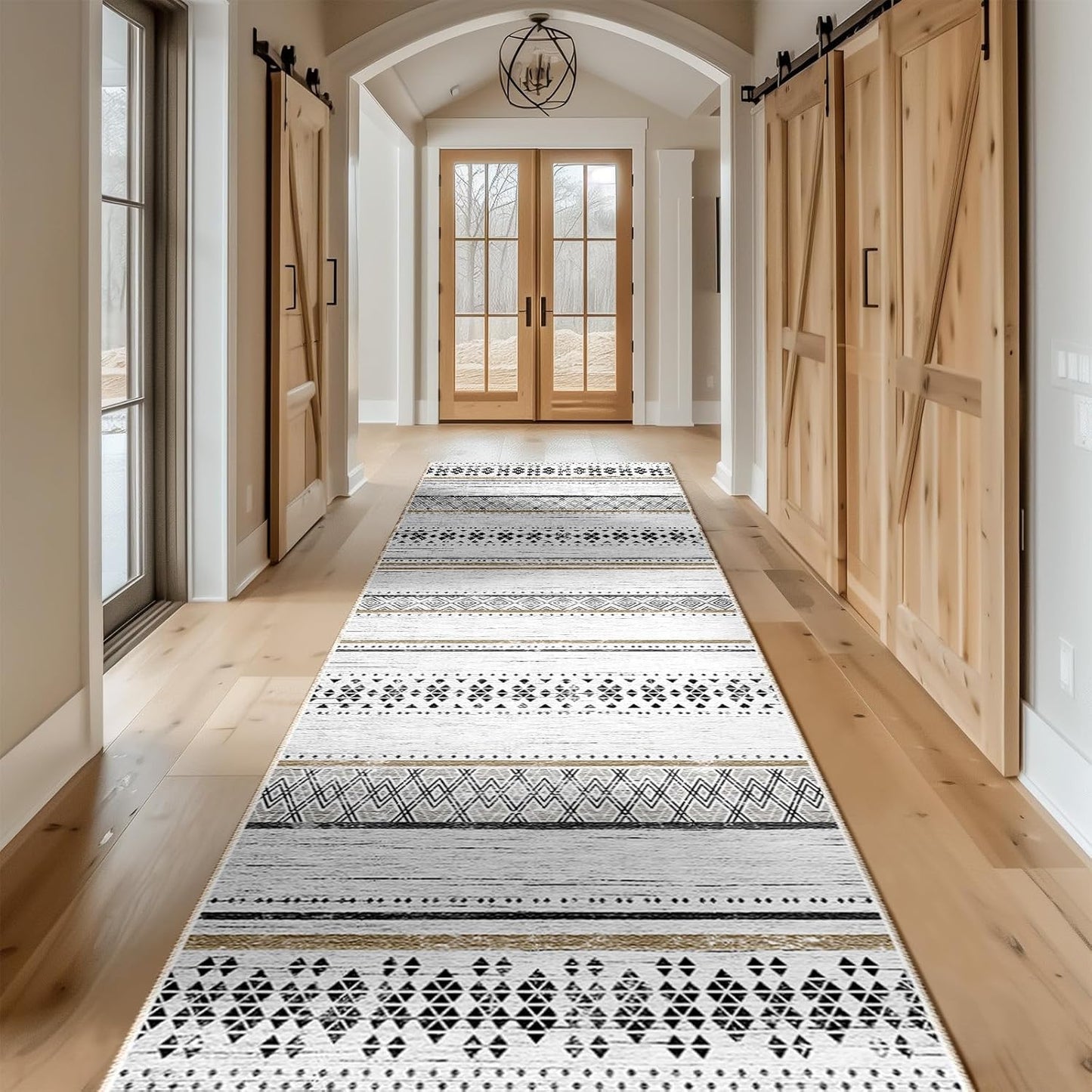 BESTSWEETIE 8x10 Area Rugs for Living Room Washable Moroccan Farmhouse Neutral Geometric Low Pile Non-Slip Soft Print Pattern Rug for Bedroom Kitchen Dining Room Entryway Black/Brown