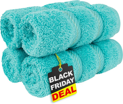 American Soft Linen Luxury 6 Piece Towel Set, 2 Bath Towels 2 Hand Towel 2 Washcloths, 600 GSM 100% Cotton Turkish Towels for Bathroom, Light Grey Towel Sets