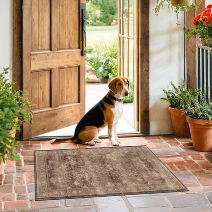 Green Area Rugs 9x12 Living Room - Washable Oriental Geometric, Extra Large for Bedroom Non Slip Soft Faux Wool Carpet for Dining Room Playroom, Lounge - Blue and Green Floral Rug