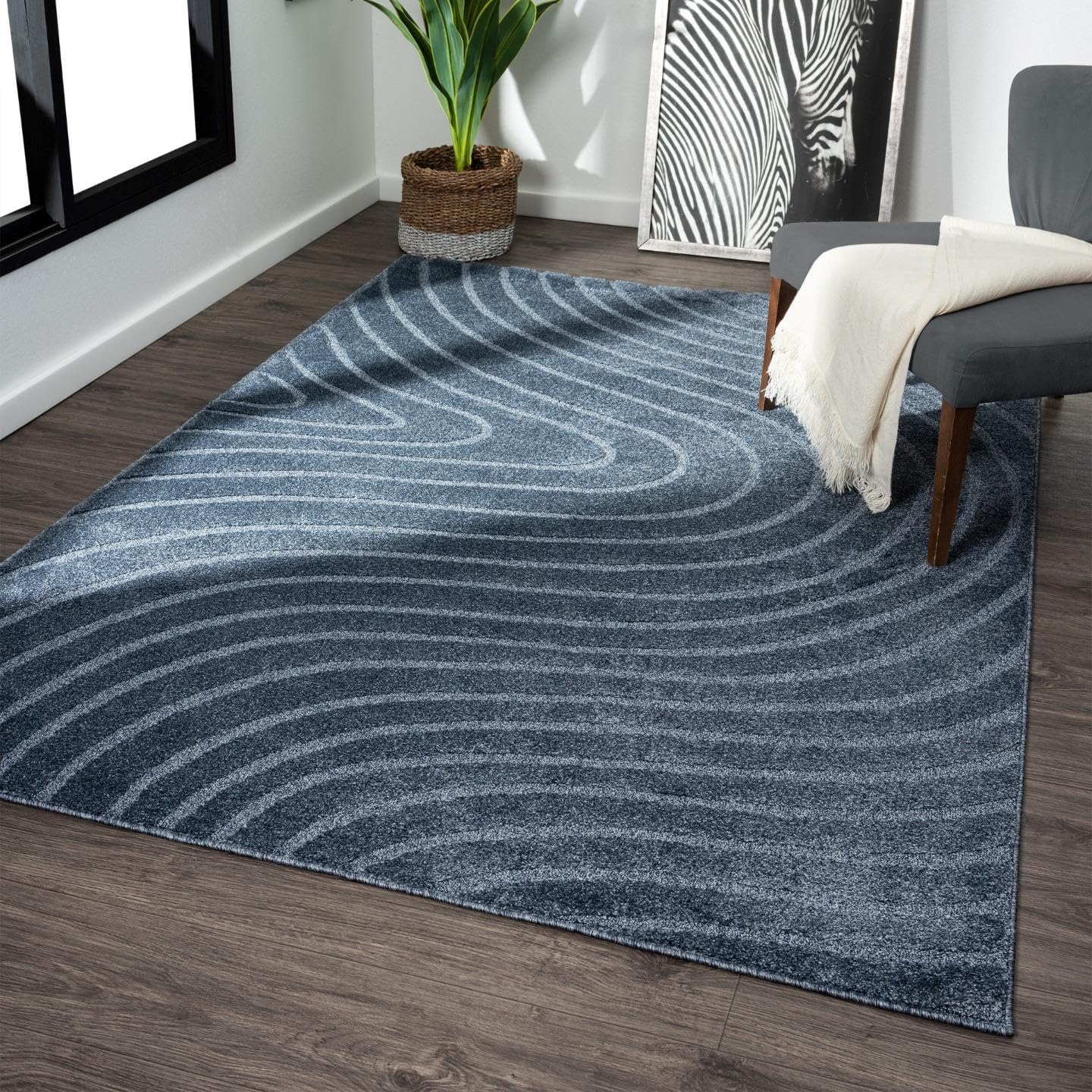 LUXE WEAVERS Modern Geometric Wave Cream 8x10 Area Rug