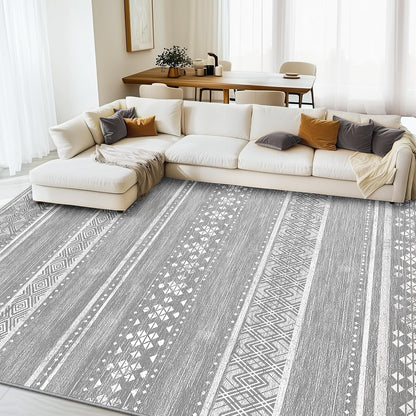 BESTSWEETIE 8x10 Area Rugs for Living Room Washable Moroccan Farmhouse Neutral Geometric Low Pile Non-Slip Soft Print Pattern Rug for Bedroom Kitchen Dining Room Entryway Black/Brown