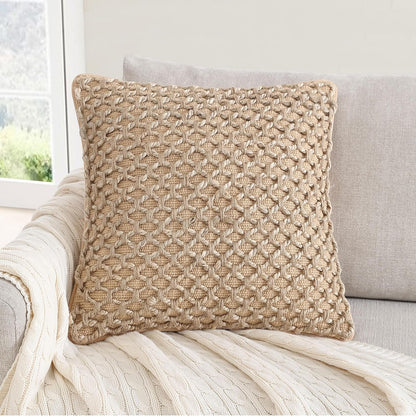 Boho Living 18x18 White Throw Pillow Covers Pillow Insert not Included - Boho Pillow Covers Only, Pack of 2