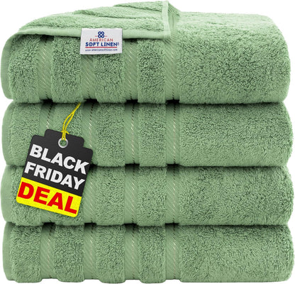 American Soft Linen Luxury 6 Piece Towel Set, 2 Bath Towels 2 Hand Towel 2 Washcloths, 600 GSM 100% Cotton Turkish Towels for Bathroom, Light Grey Towel Sets